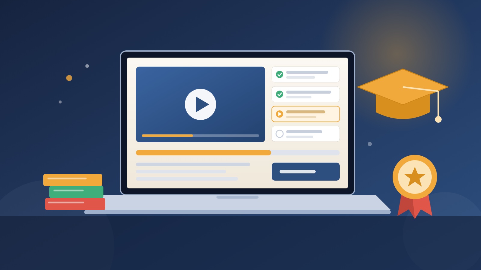 Online kurs platformları 2026 karşılaştırması: dizüstü bilgisayarda video ders, mezuniyet kepi ve sertifika rozeti